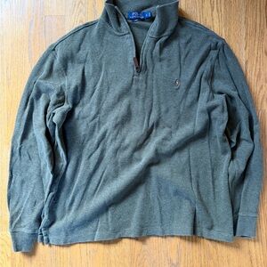 Ralph Lauren Polo Blue Label Olive Quarter Zip Sweater Size L